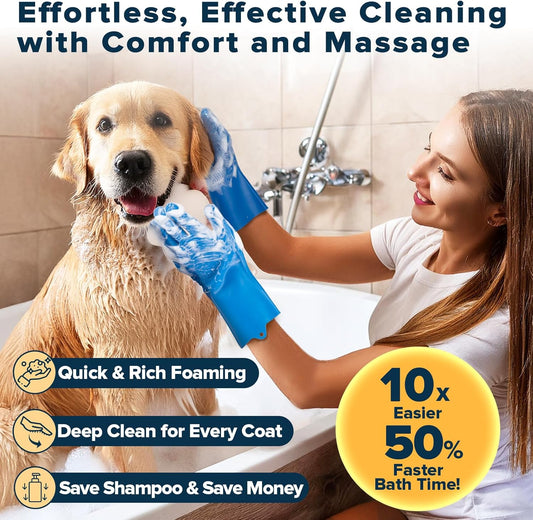 LoyalPup™ Gentle Grooming Gloves – Easy Bath & Deshedding Kit
