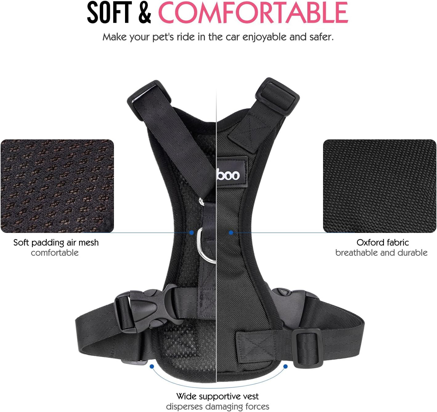 Dog Car Safety Harness with Seat Belt – Adjustable & Breathable