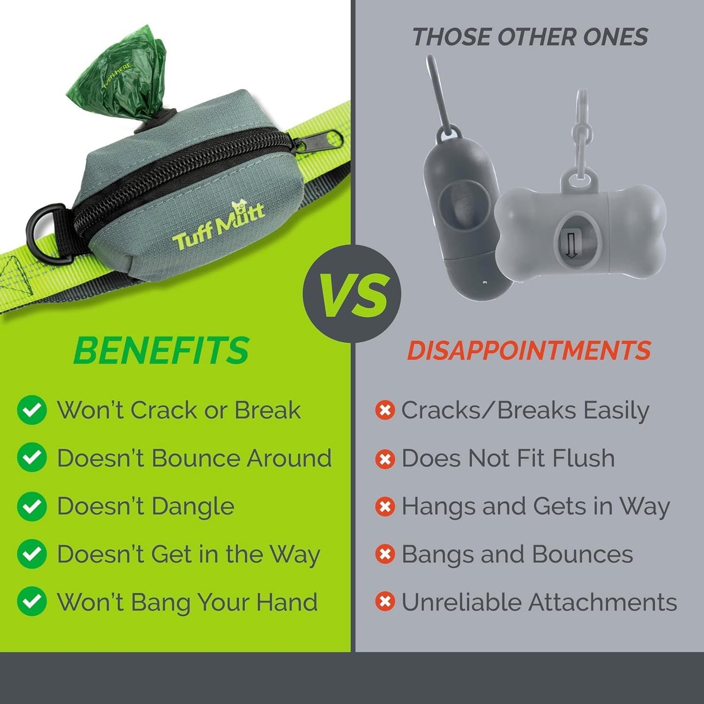 Dog Poop Bag Holder – Durable Leash Attachment with Zipper & Starter Bags