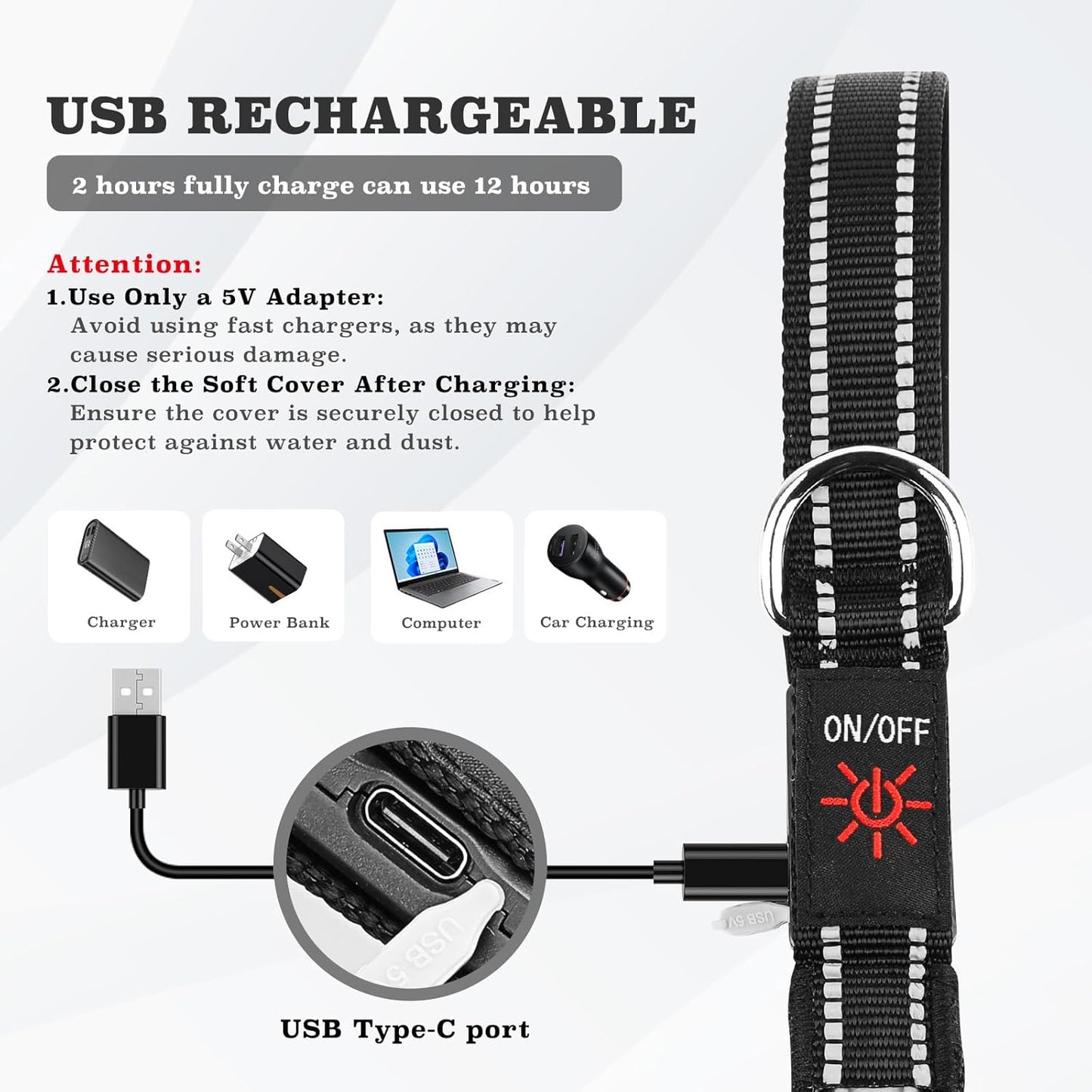 LED Light-Up Dog Leash – Rechargeable, Reflective Night Safety Leash