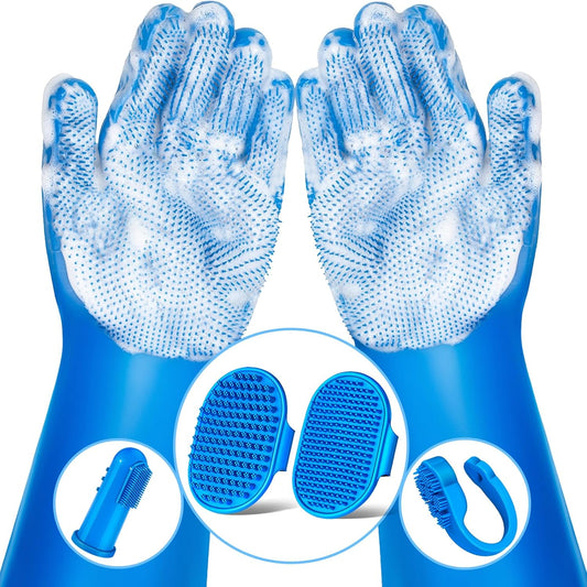 LoyalPup™ Gentle Grooming Gloves – Easy Bath & Deshedding Kit