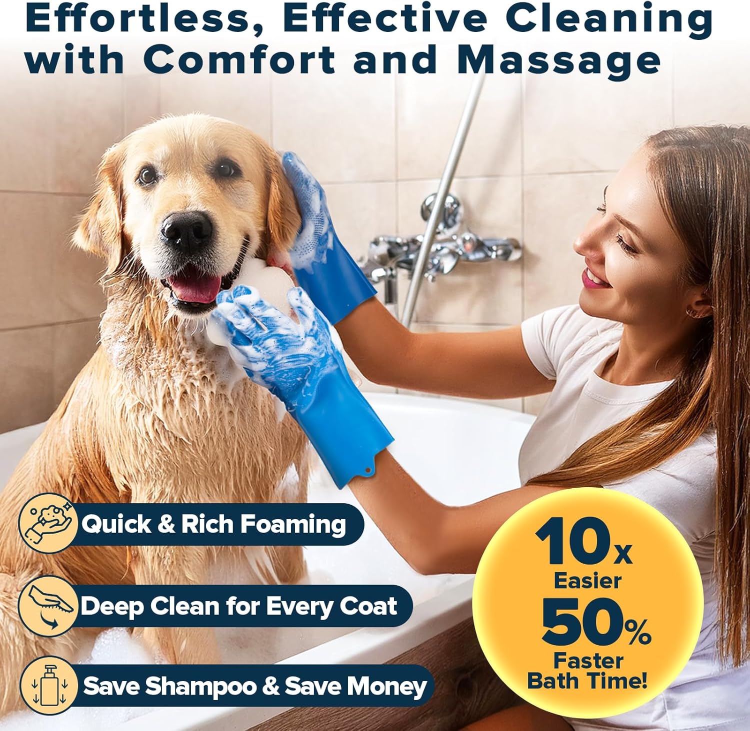 LoyalPup™ Gentle Grooming Gloves – Easy Bath & Deshedding Kit
