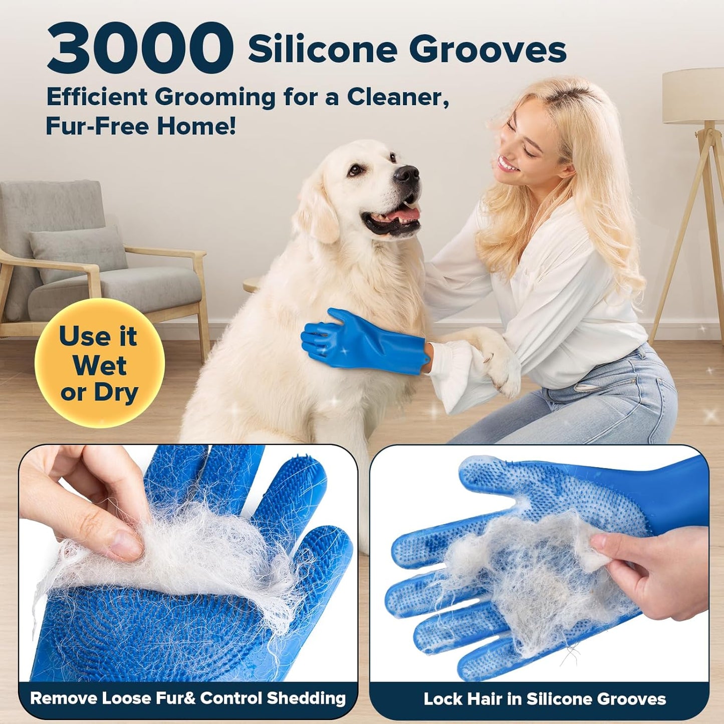 LoyalPup™ Gentle Grooming Gloves – Easy Bath & Deshedding Kit