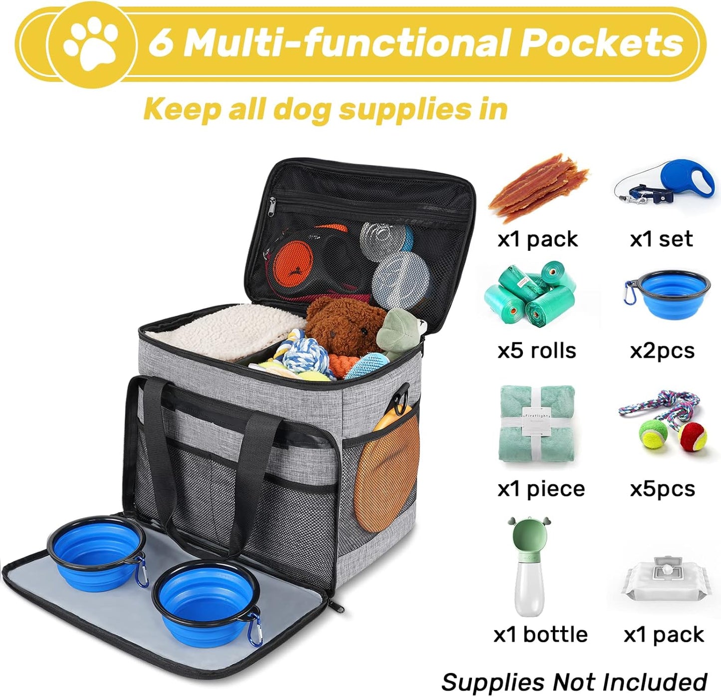 LoyalPup™ Ultimate Dog Travel Bag – All-in-One Food, Treat & Bowl Organizer for Trips & Adventures