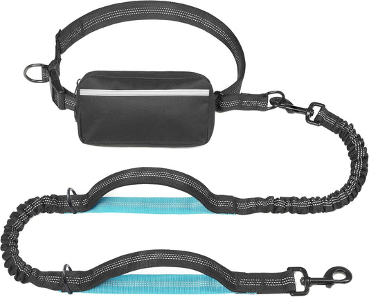 Hands-Free Dog Leash with Zipper Pouch – Shock-Absorbing Bungee for Walking & Running