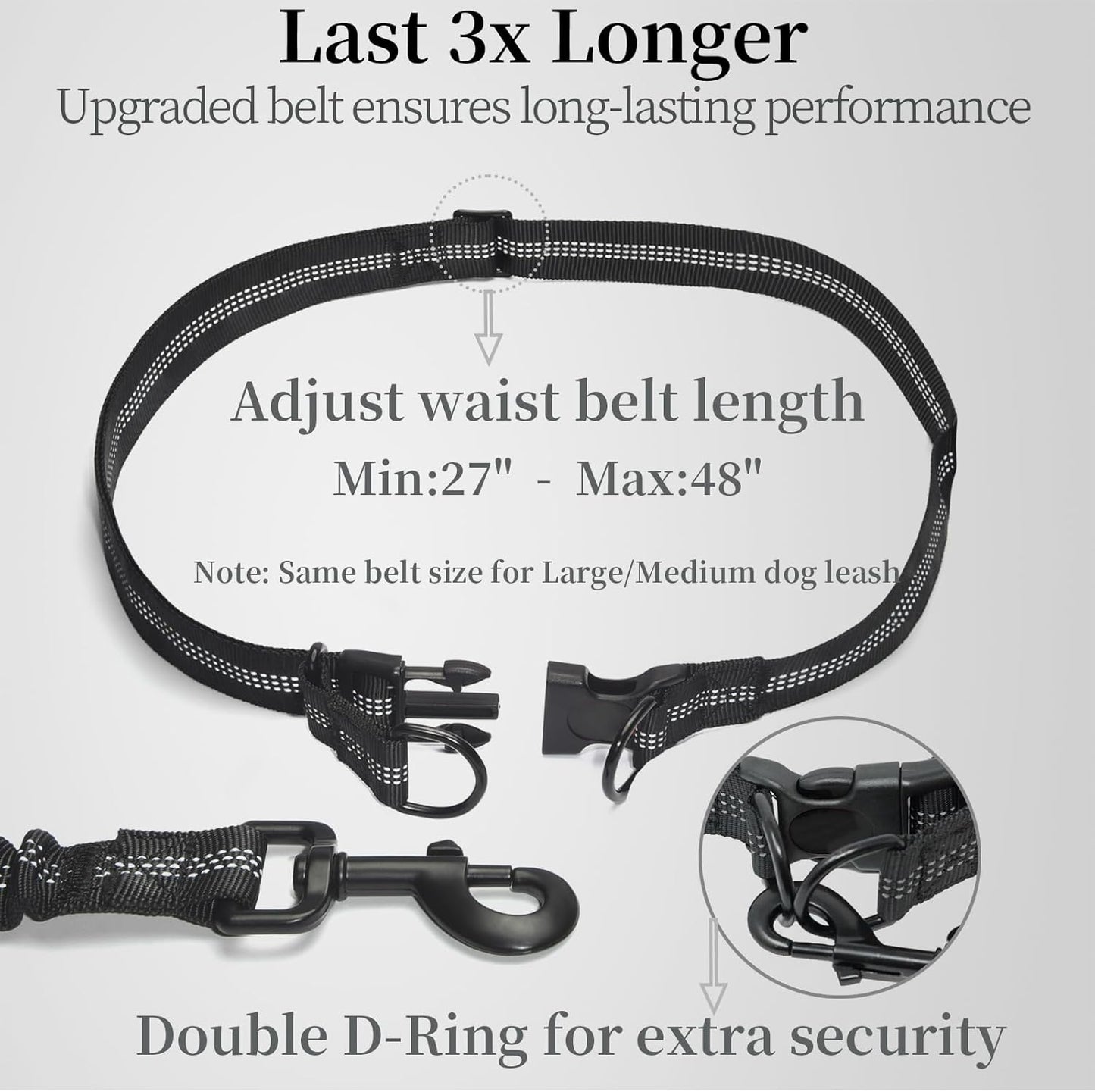 Hands-Free Dog Leash with Zipper Pouch – Shock-Absorbing Bungee for Walking & Running